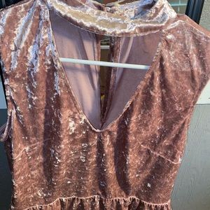 Crushed pink velvet blouse mock neck size L